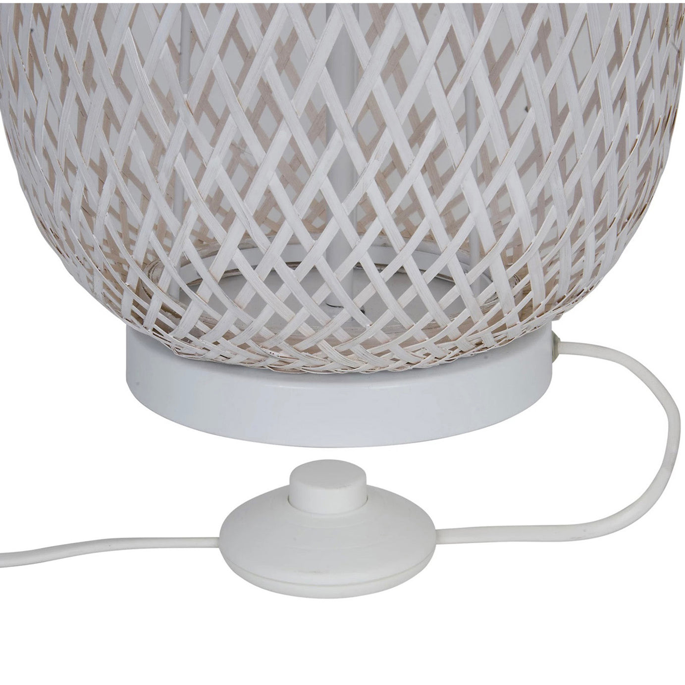 Floor Lamp White Matt Bamboo Natural Basket Weave Modern Livingroom 95cm - Image 4