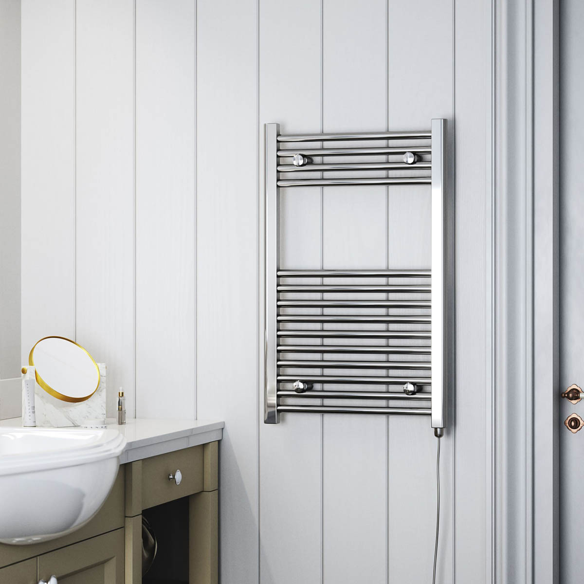 Terma Electric Towel Rail Radiator Chrome Bathroom Warmer Ladder (H)80x(W)50cm - Image 1