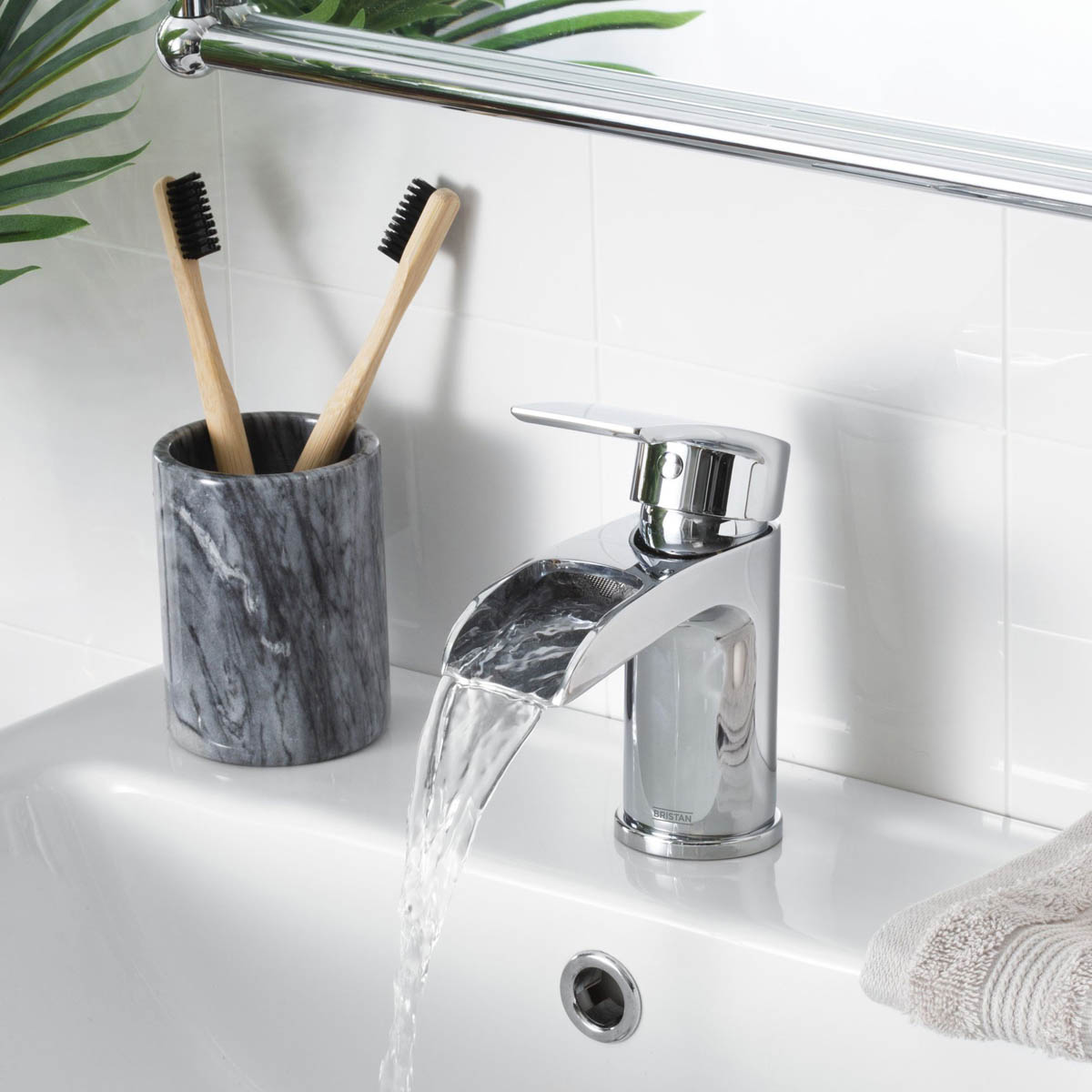 Bristan Basin Tap Mono Mixer Standard Chrome Effect Modern Bathroom With Waste - Image 5