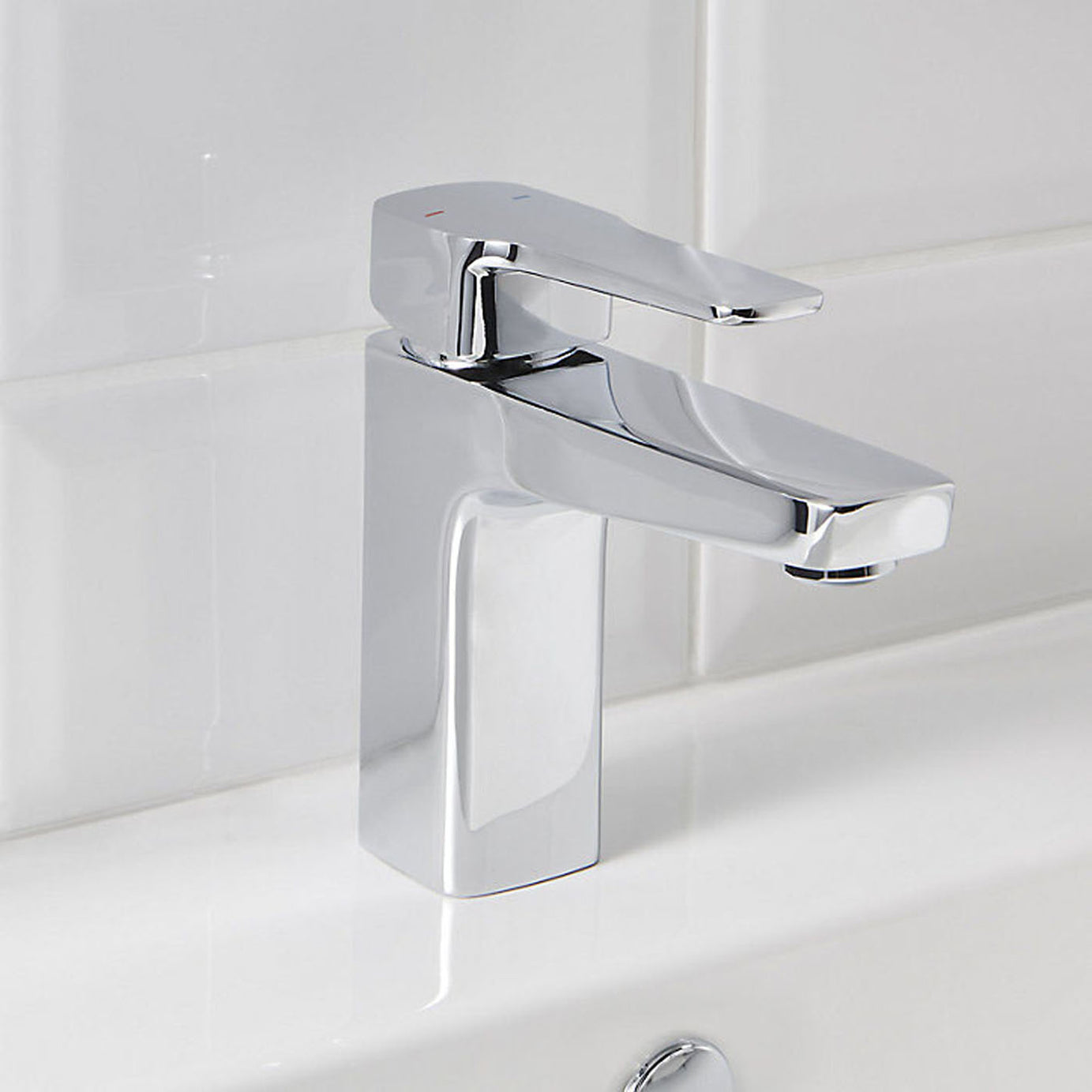 Bathroom Basin Tap Mixer Single Lever Ceramic Cartridge Waste Modern Faucet - Image 2