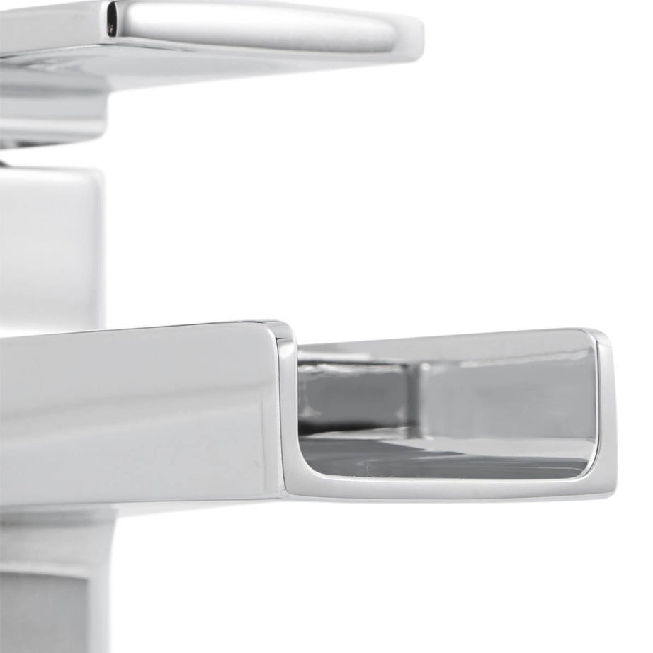 Bathroom Basin Tap Mono Mixer Single Lever Chrome Waterfall Brass Modern - Image 4