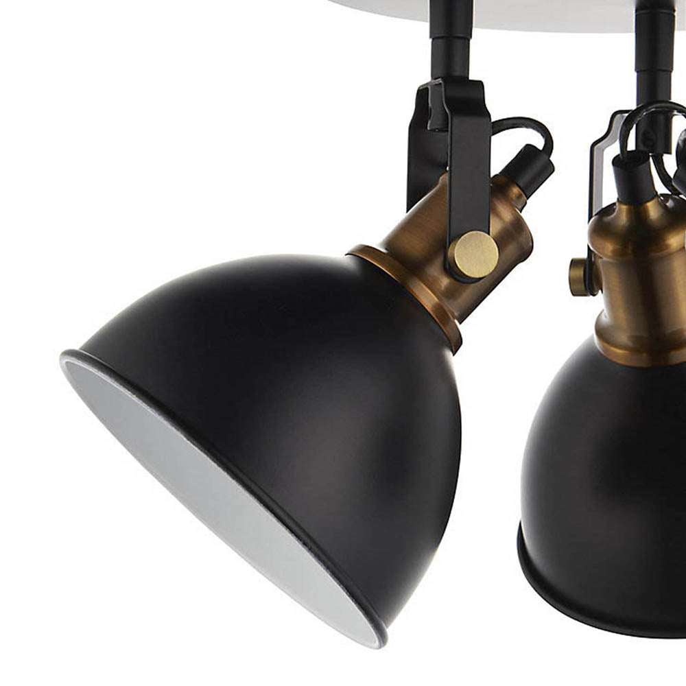 Ceiling Spot Light 3 Lamp Matt Black Gold Effect Mains E14 Steel IP20 40W 240V - Image 2