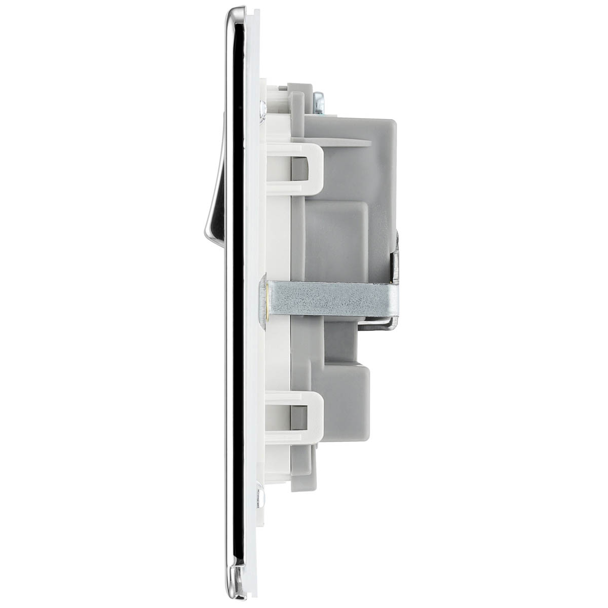 Double Switched Socket 13A 2 Gang Stainless Steel Chrome Effect Screwless 5 Pack - Image 5