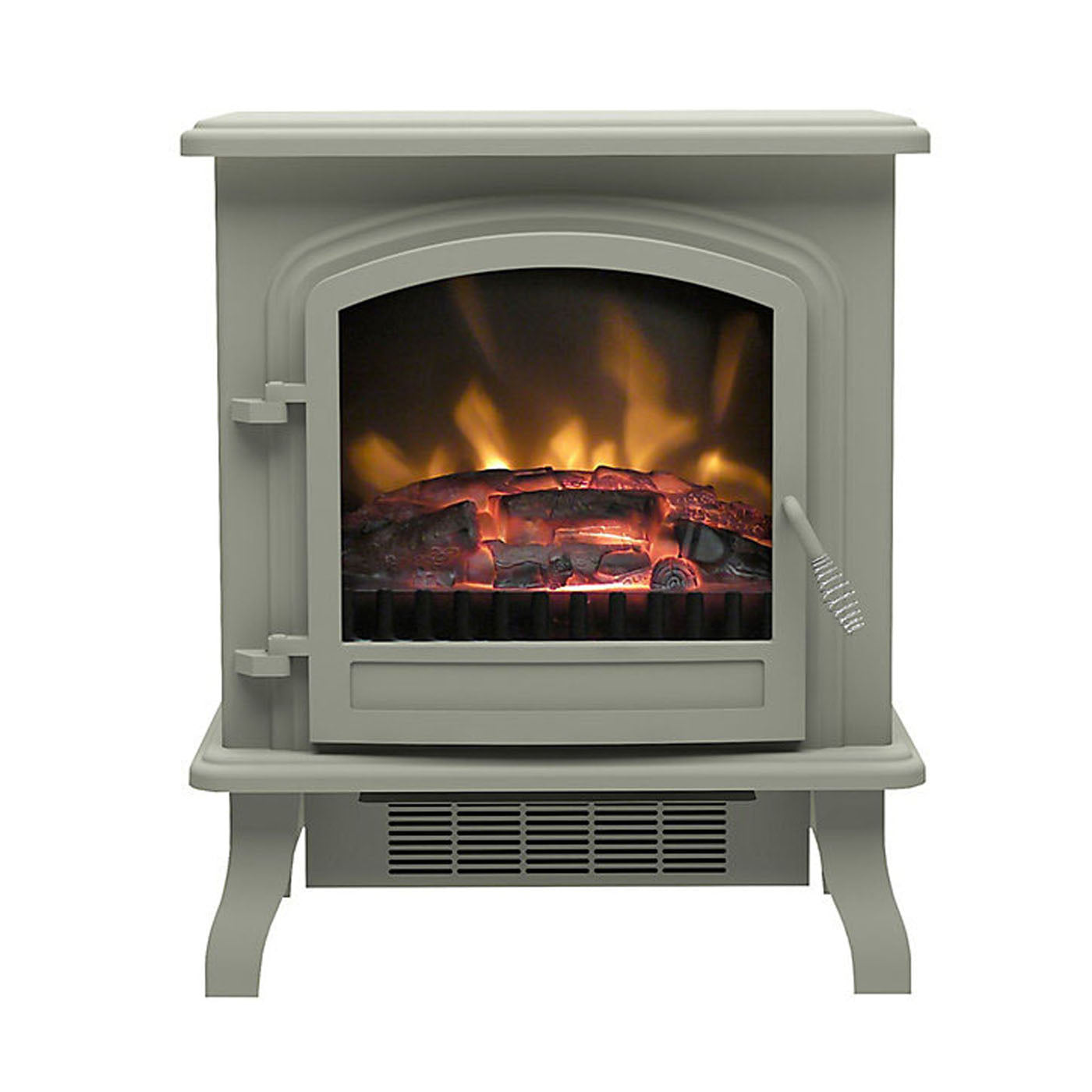 Electric Fire Torva Grey Gloss Cast Enamel Log Effect 2 Heat Settings LED 1.8kW - Image 1