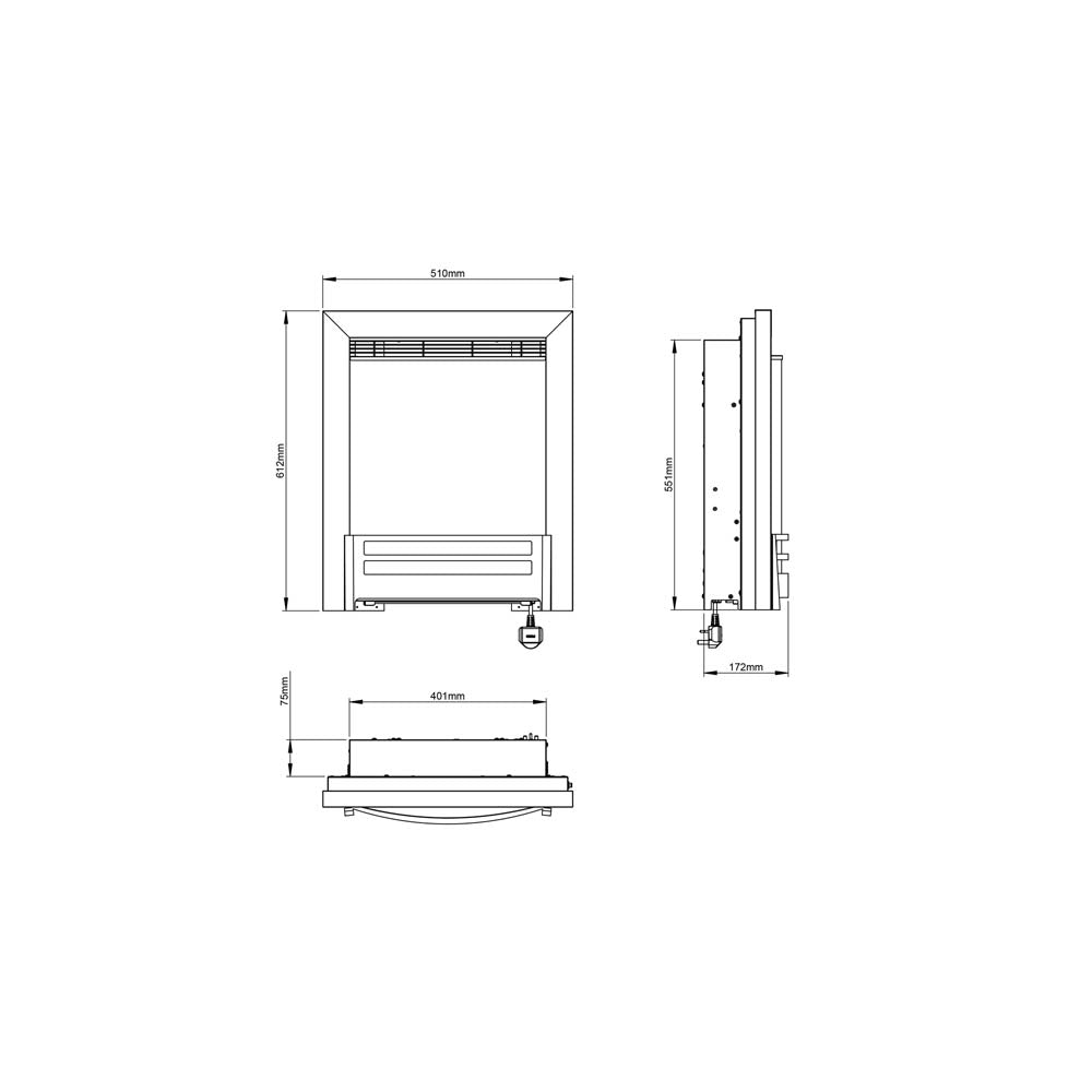 Electric Fire Fireplace 2kW Heater Chrome LED Flame Coal Bed Inset Modern - Image 3