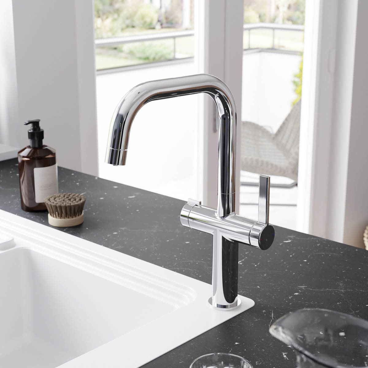 Filter Kitchen Sink Tap Mixer Chrome Single Lever Ceramic Cartridge Faucet - Image 2