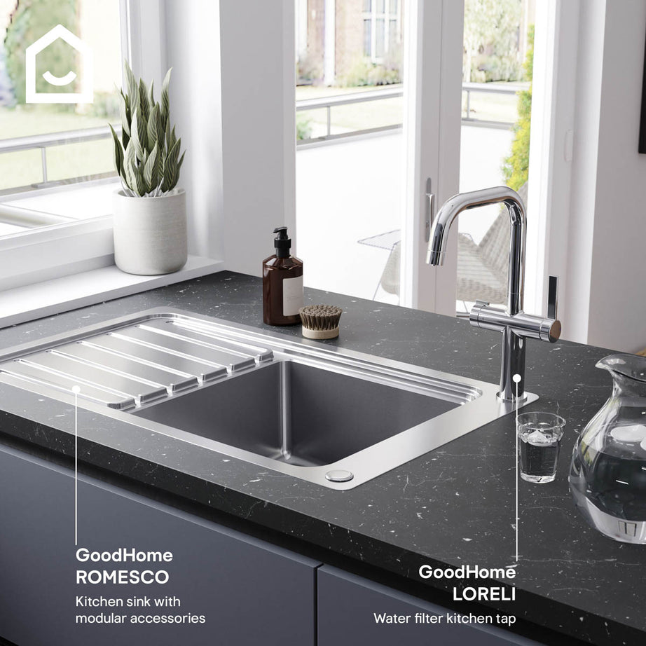 Filter Kitchen Sink Tap Mixer Chrome Single Lever Ceramic Cartridge Faucet - Image 8