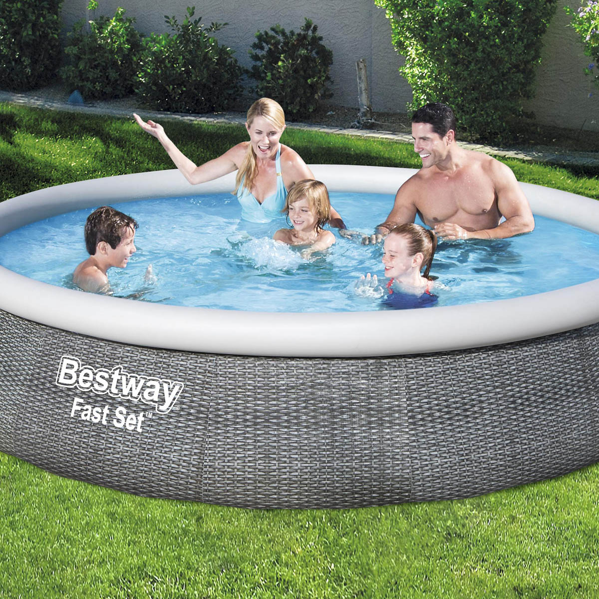 Bestway  Garden Pool Inflatable Family Round Grey With Pump (L) 396 x (H) 84cm - Image 2