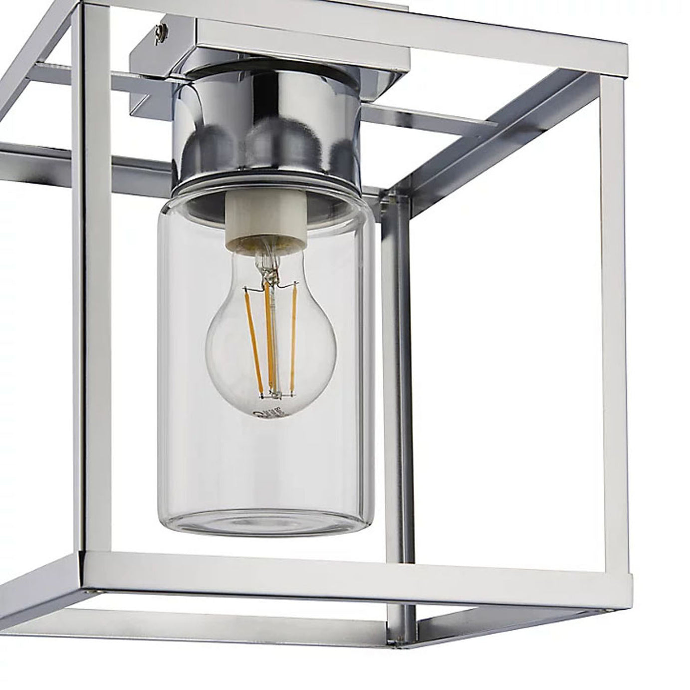 Bathroom Ceiling Light Chrome Effect Square Glass Shade Metal Modern Any Room - Image 6