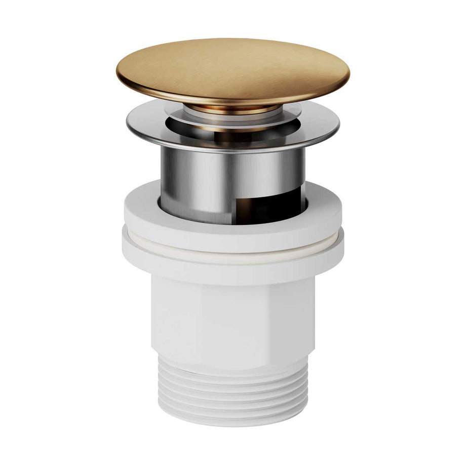 Basin Mono Mixer Tap Satin Brass Effect Round Deck-Mounted Manual Single Lever - Image 2