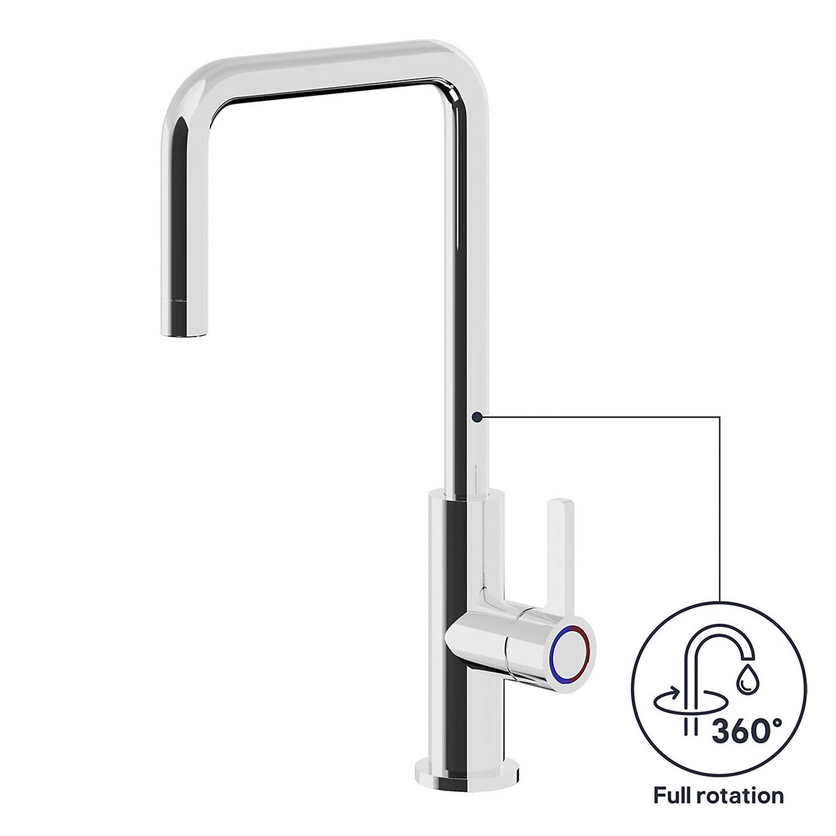 Kitchen Sink Tap Mixer Chrome Side Single Lever Swivel Spout Contemporary Faucet - Image 8