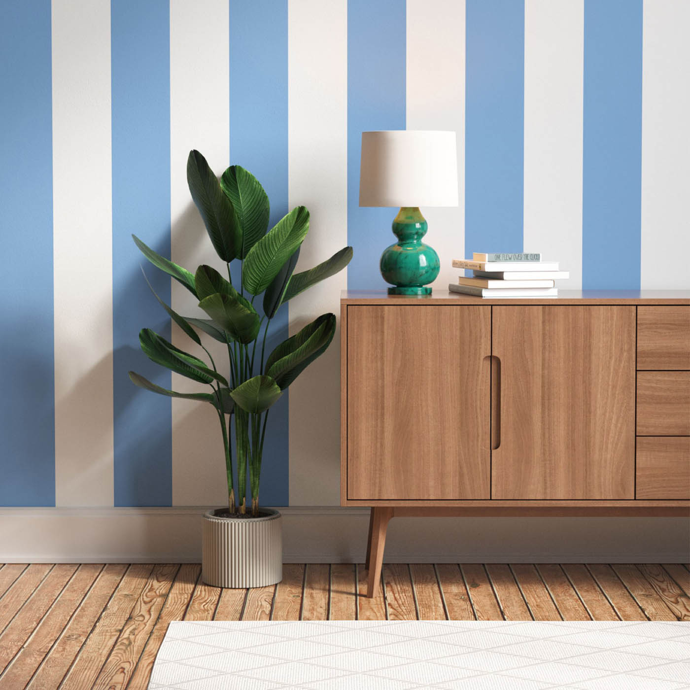 Lick Wallpaper Blue White Stripe 02 Textured Indoor Painted Matt Patterned - Image 1