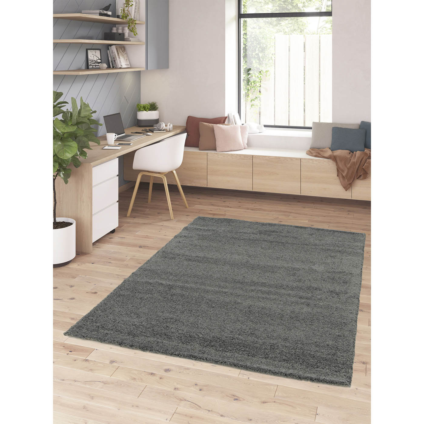 Shaggy Rug Medium Grey Hallway Runner Living Room Bedroom (L)170cm x (W)120cm - Image 3