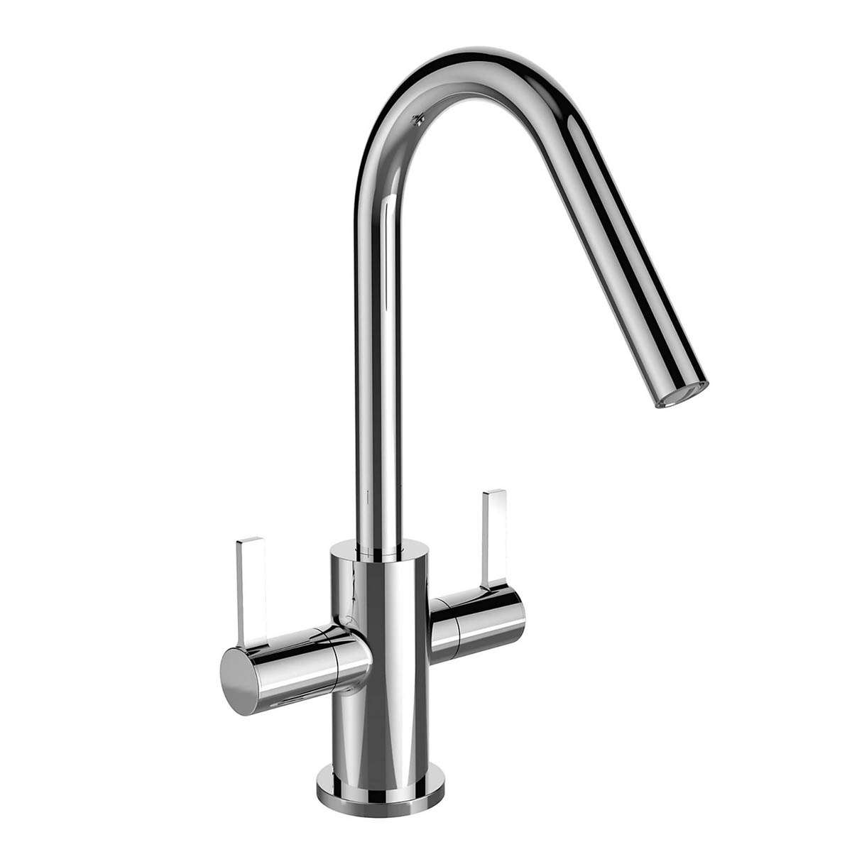 Kitchen Tap Monobloc Mixer Chrome Dual Lever Brass Swivel Spout Modern Faucet - Image 1