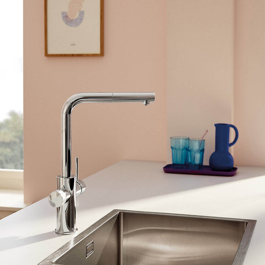 Grohe Kitchen Tap Mono Mixer Chrome Pull Out Spray Single Lever Modern Faucet - Image 5