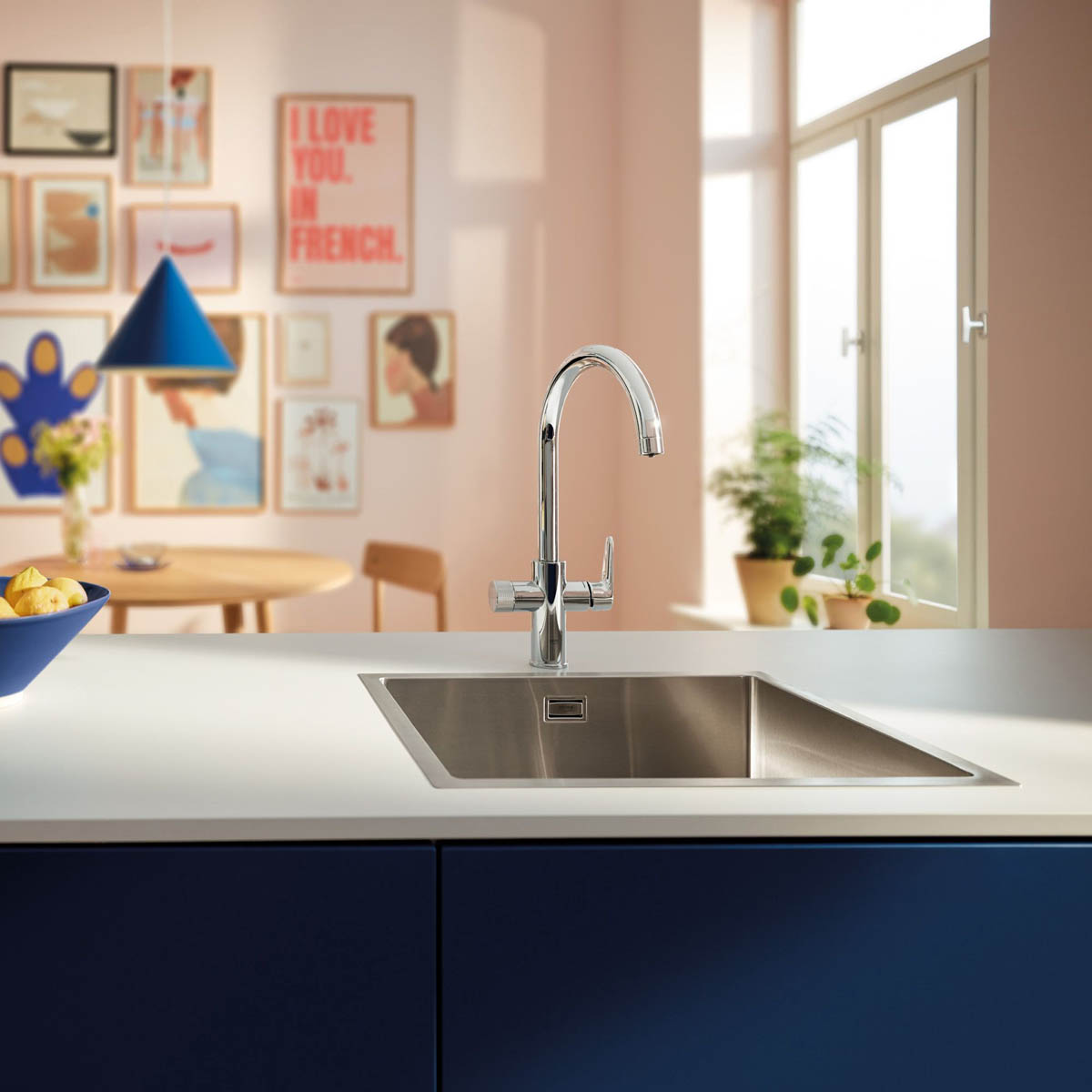 Grohe Kitchen Mono Mixer Tap Water Filter Blue Pure StartCurve Chrome Plated - Image 4