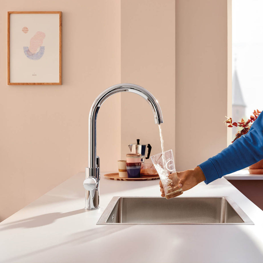 Grohe Kitchen Mono Mixer Tap Water Filter Blue Pure StartCurve Chrome Plated - Image 5