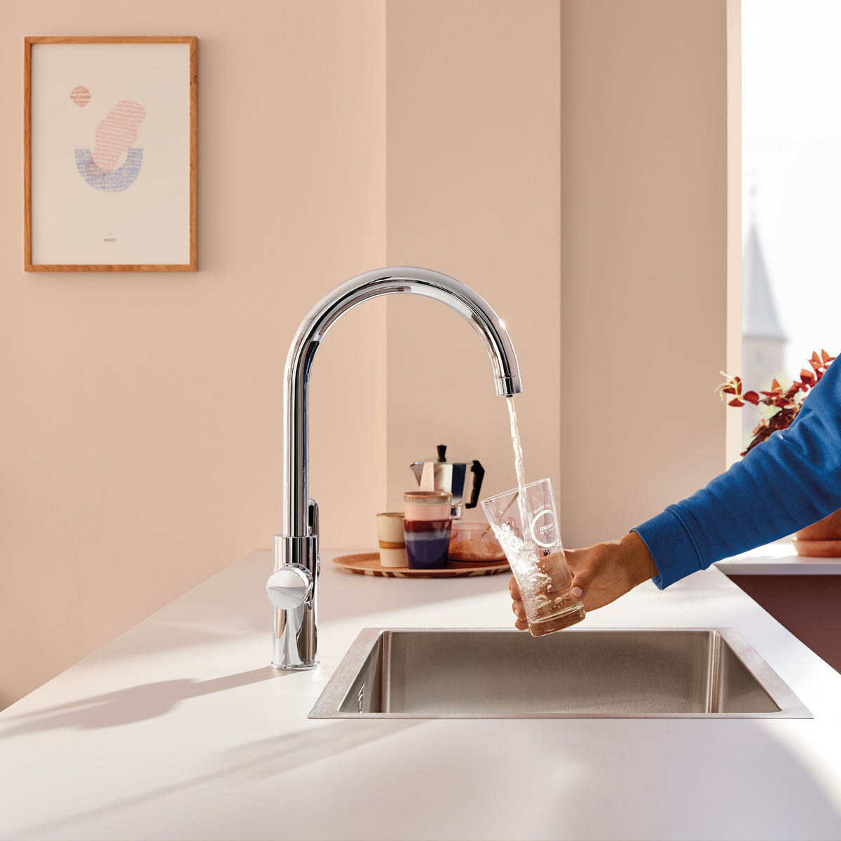 Grohe Kitchen Mono Mixer Tap Water Filter Blue Pure StartCurve Chrome Plated - Image 5