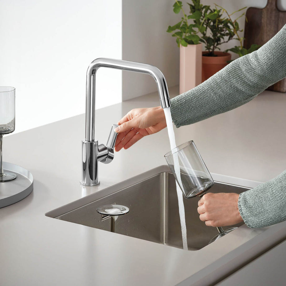 Grohe Kitchen Sink 1 Bowl Stainless Steel Square Basket Strainer Waste Modern - Image 2