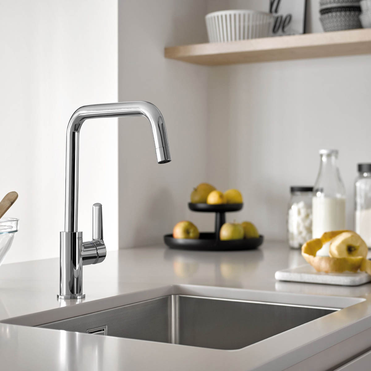 Grohe Kitchen Sink 1 Bowl Stainless Steel Square Basket Strainer Waste Modern - Image 4