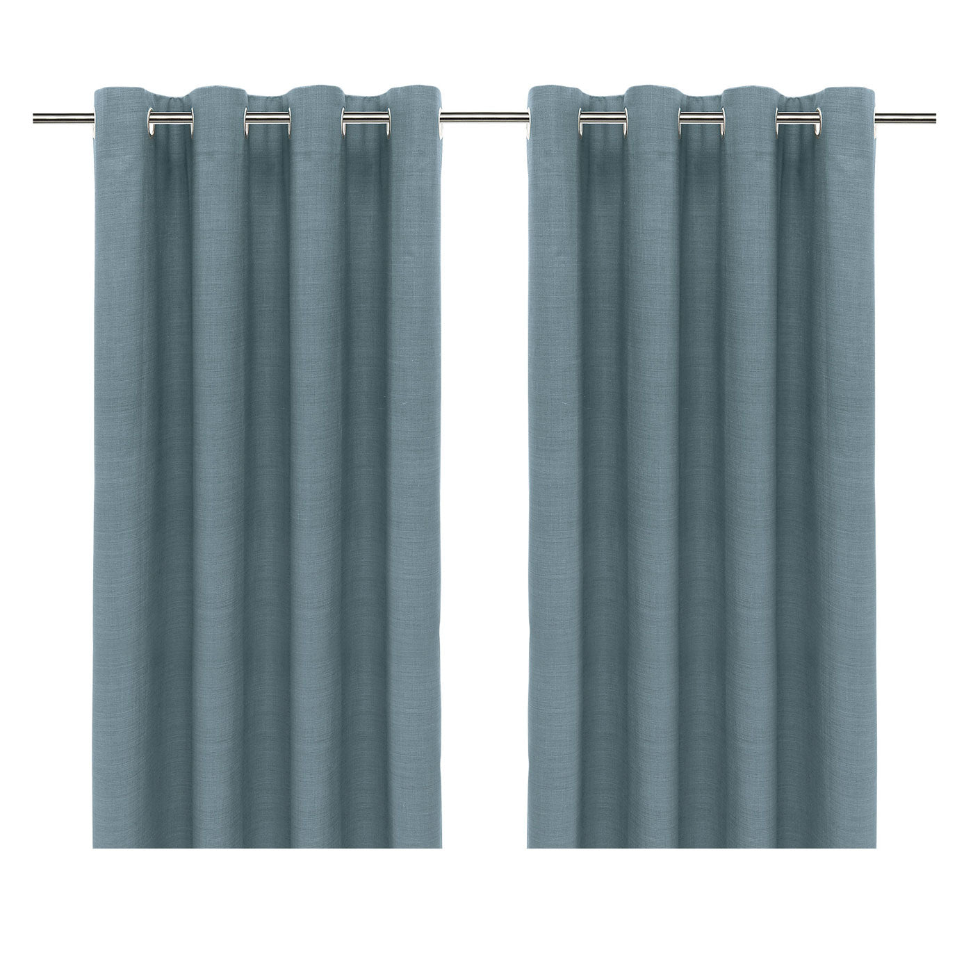 Eyelet Curtain Pair Blackout Thermal Light Blue Plain Woven (W)167cm (L)228cm - Image 1