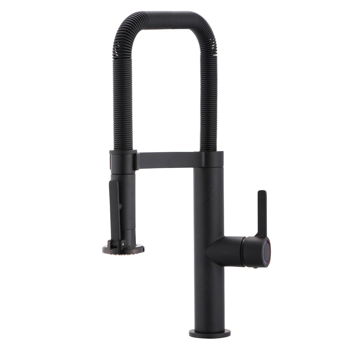 Kitchen Sink Tap Mixer Graphite Single Lever Spring Neck Swivel Spout Faucet - Image 1