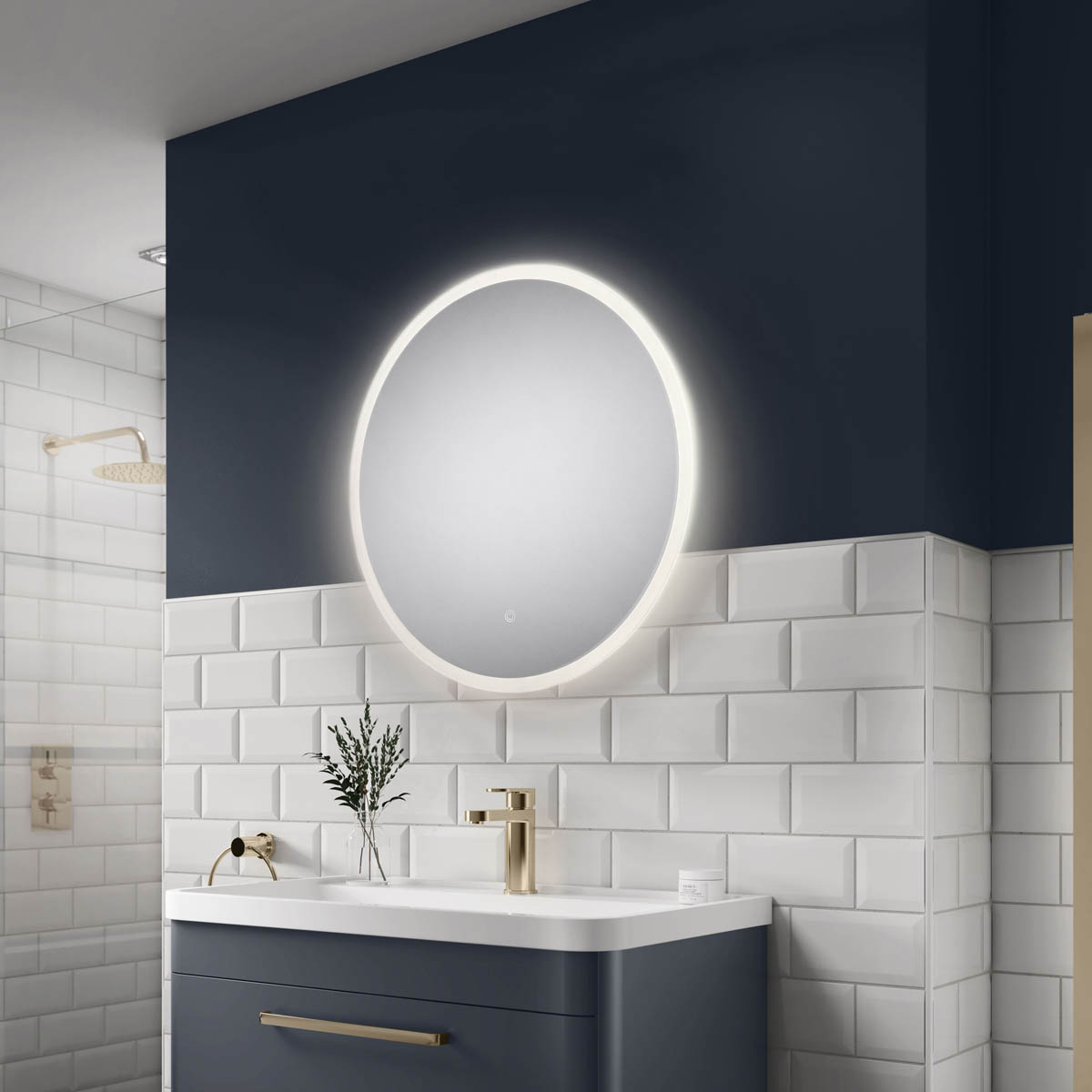 Sensio Bathroom LED Mirror Illuminated Round Wall-Mounted CCT Touch (W)60cm - Image 1