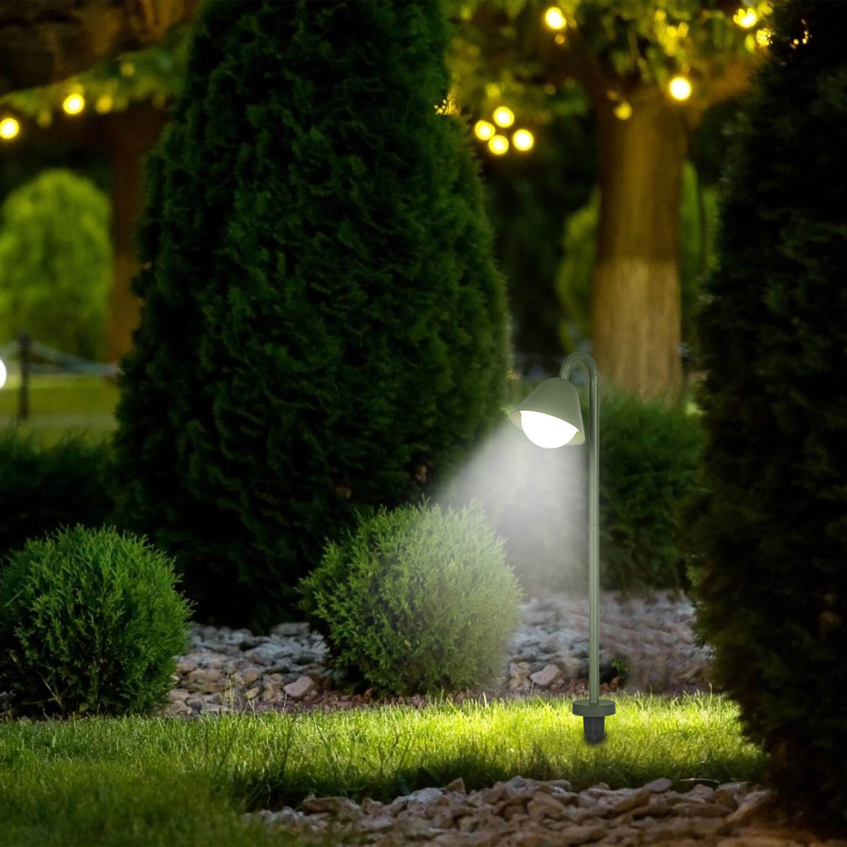 Outdoor Stake Post Light Integrated LED Metal Green Weather Resistant (D)120mm - Image 1