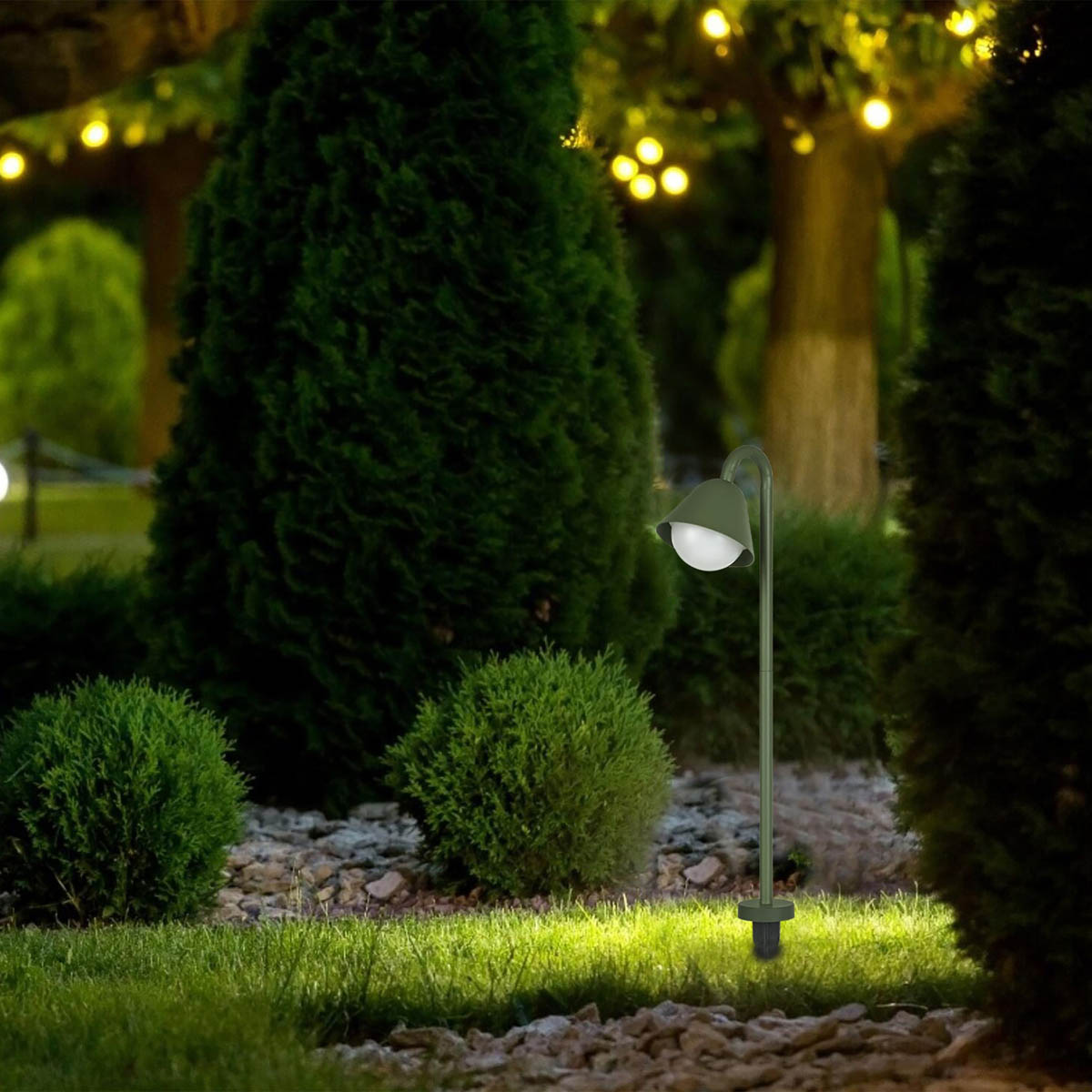 Outdoor Stake Post Light Integrated LED Metal Green Weather Resistant (D)120mm - Image 3