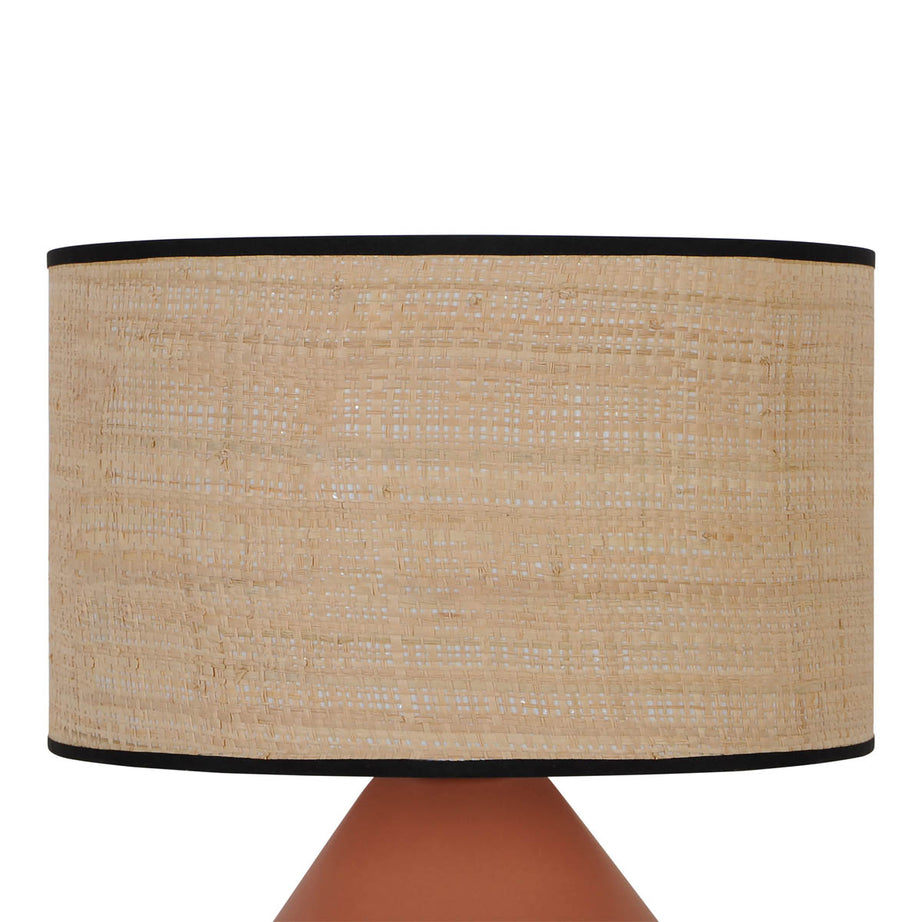 Table Lamp Round Matt Natural E27 Ceramic Straw Bedroom Living Room Modern - Image 5