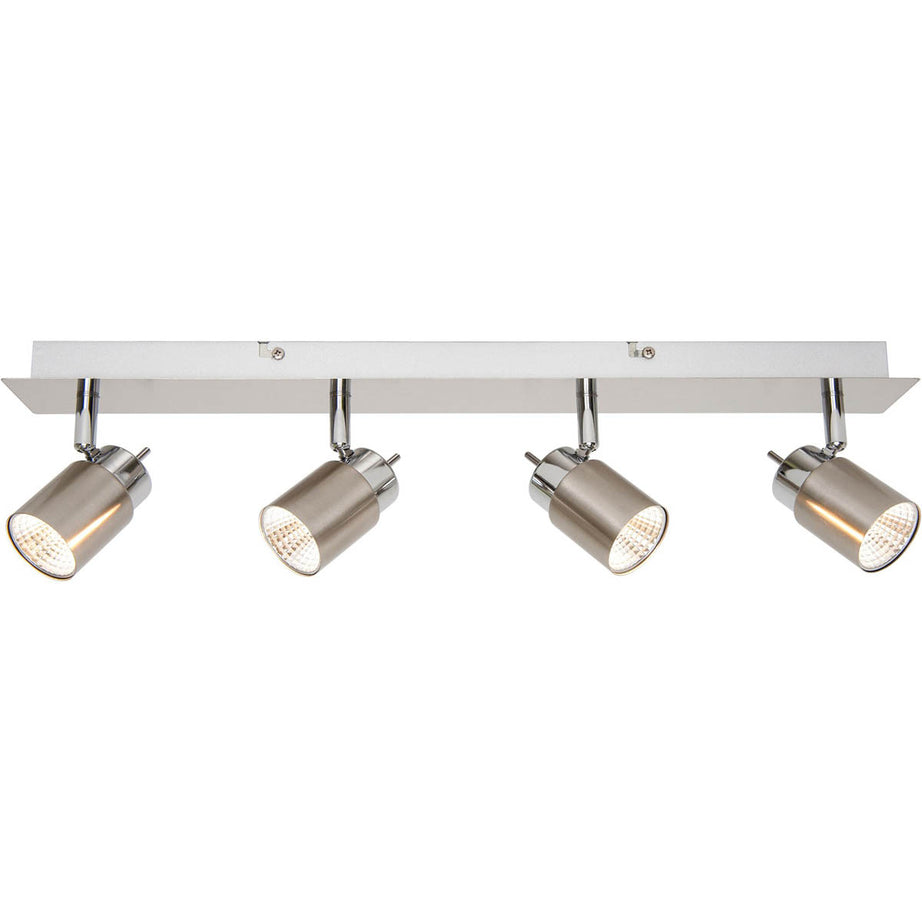 LED Ceiling Spotlight Satin Nickel Effect 4 Way Bar Warm White Indoor 350lm 13W - Image 1