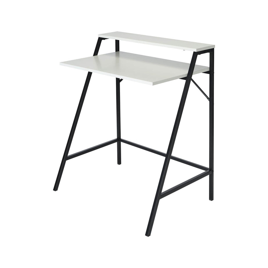Manera Two Shelf Desk Compact Matt White Home Office (H)840 (W)740 (D)515mm - Image 2
