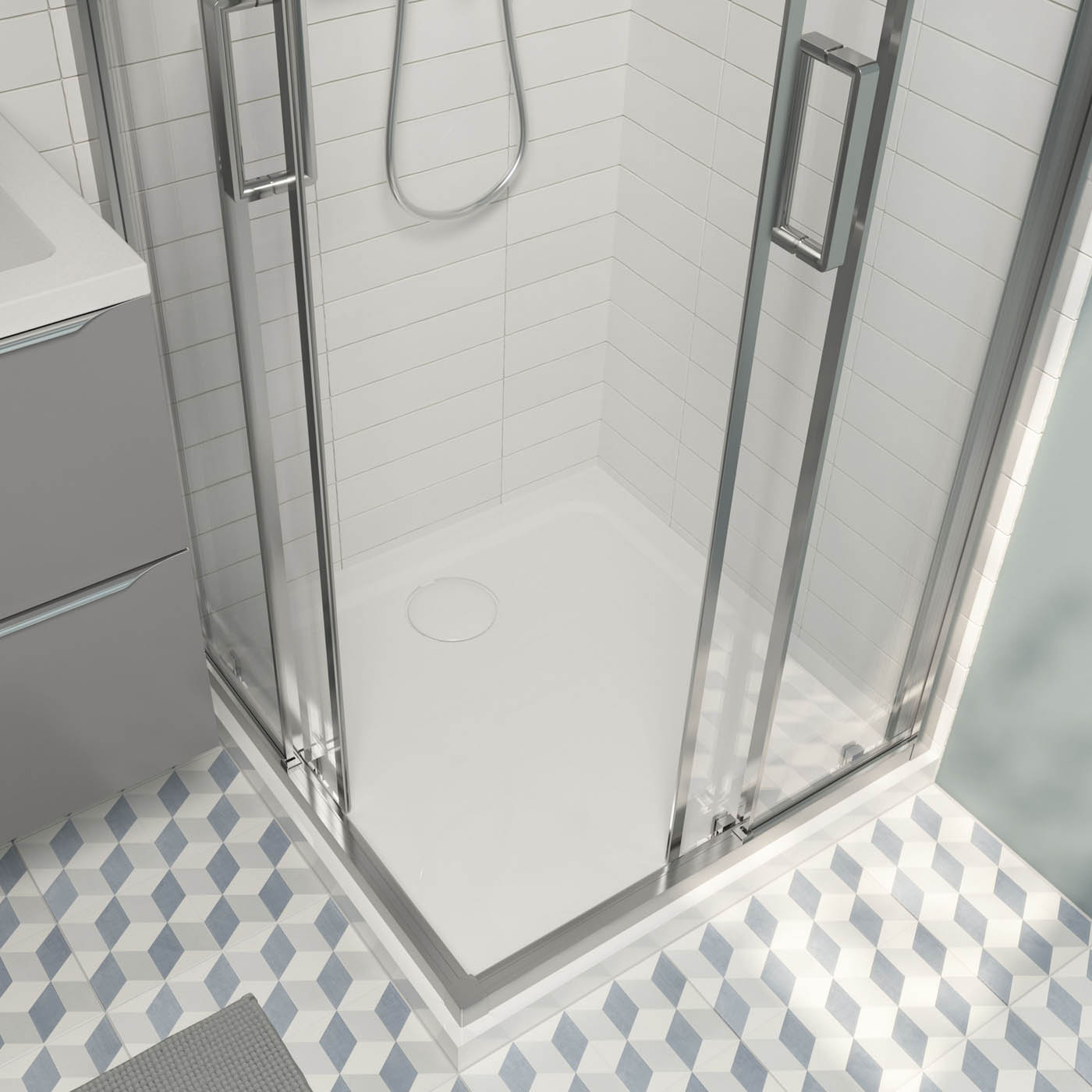 Teesta Shower Tray White Square Bathroom Non-Slip (L)900 (W)900 (H) 27mm - Image 2