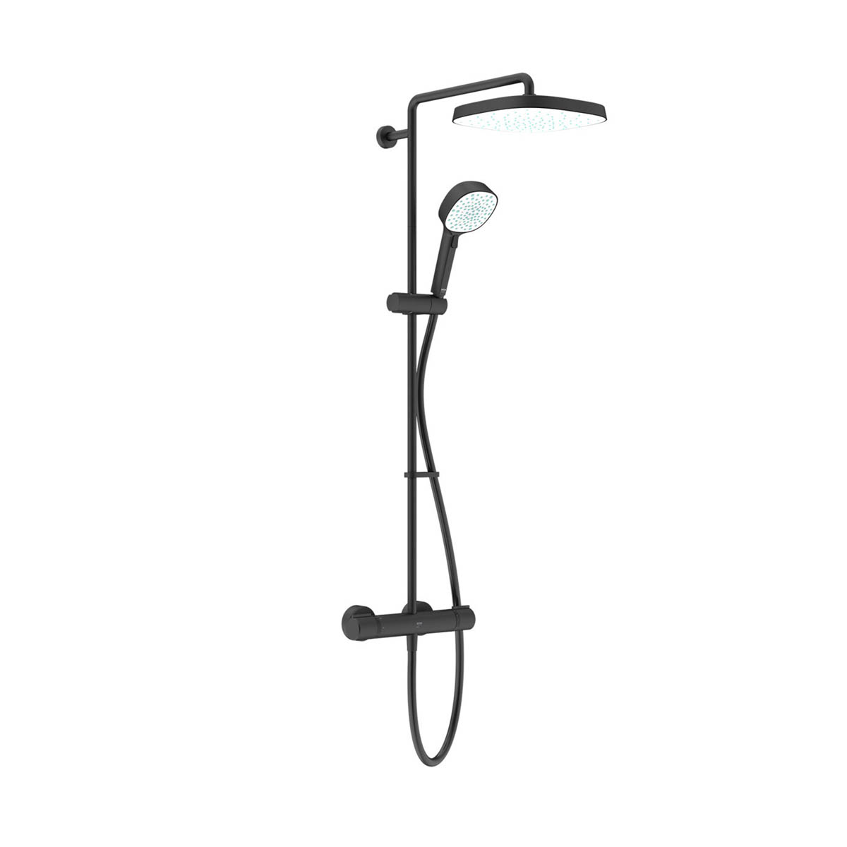 Mira Thermostatic Mixer Shower Matt Black Dual Square Head Modern Bathroom - Image 1