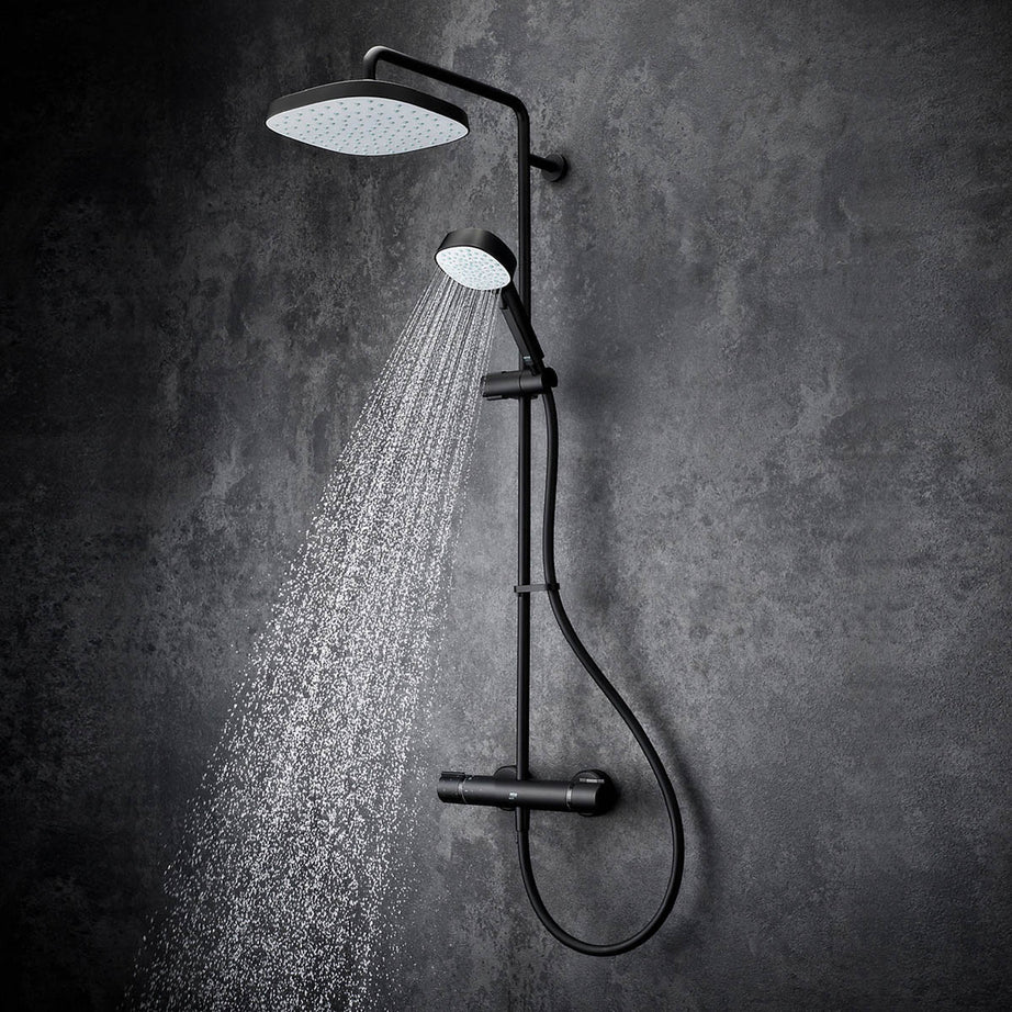 Mira Thermostatic Mixer Shower Matt Black Dual Square Head Modern Bathroom - Image 4
