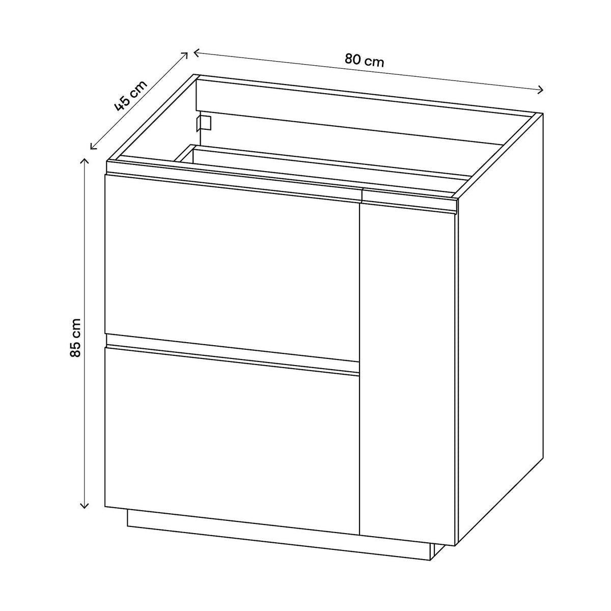 Bathroom Cabinet Levanna Matt Grey Freestanding Vanity Unit Storage Furniture - Image 3