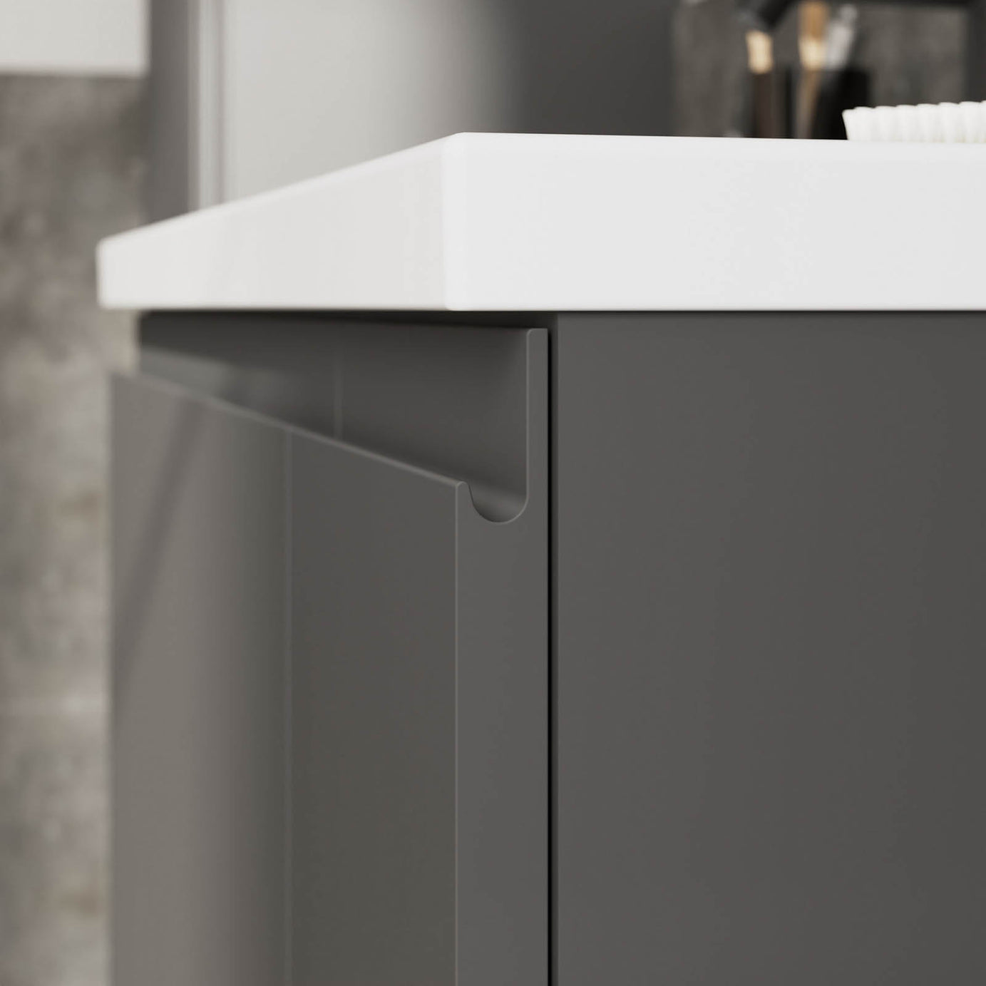 Bathroom Cabinet Levanna Matt Grey Freestanding Vanity Unit Storage Furniture - Image 9