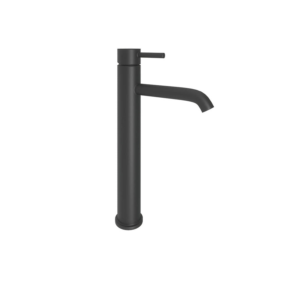 Aquadry Bathroom Sink Tap Tall Matt Black Brass Round Single Lever Contemporary - Image 1