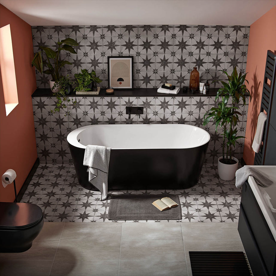 Bath Filler Tap Mixer Matt Black Round Wall Mounted Single Lever Bathroom - Image 5