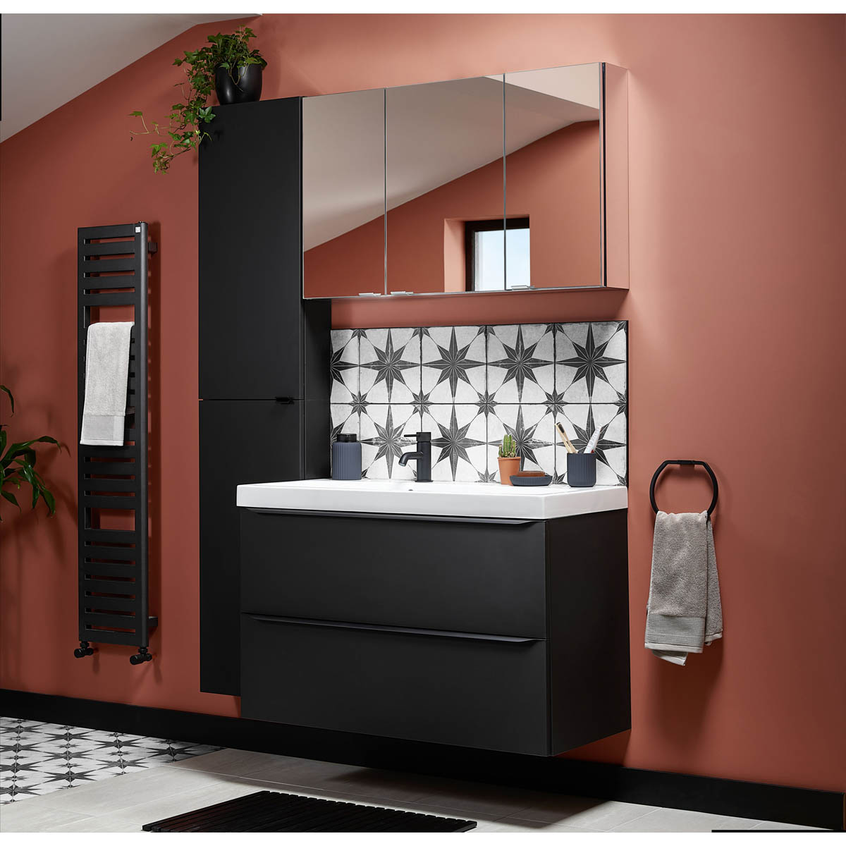Bath Filler Tap Mixer Matt Black Round Wall Mounted Single Lever Bathroom - Image 6