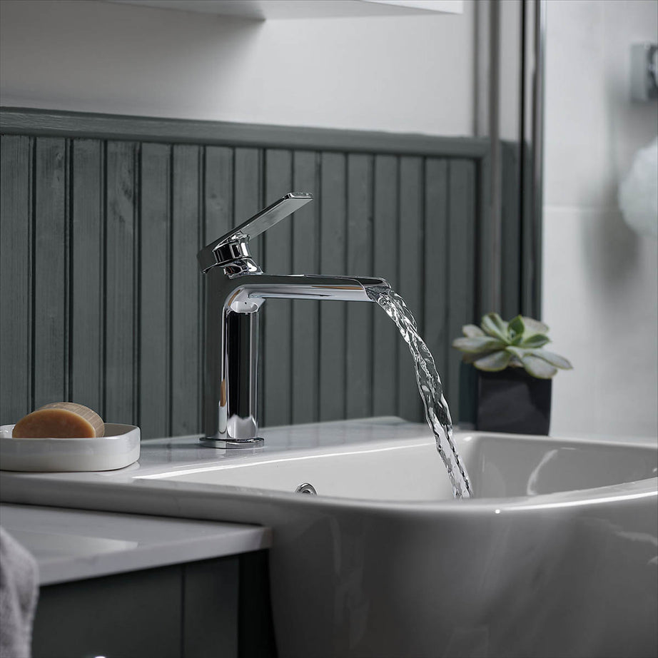 Bathroom Basin Tap Mixer Chrome Single Lever Clicker Waste Brass Modern Faucet - Image 7