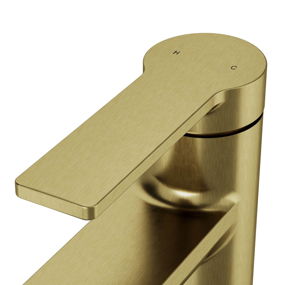 Basin Mixer Tap Medium Brushed Satin Brass Effect Round Durable Rust Resistant - Image 10