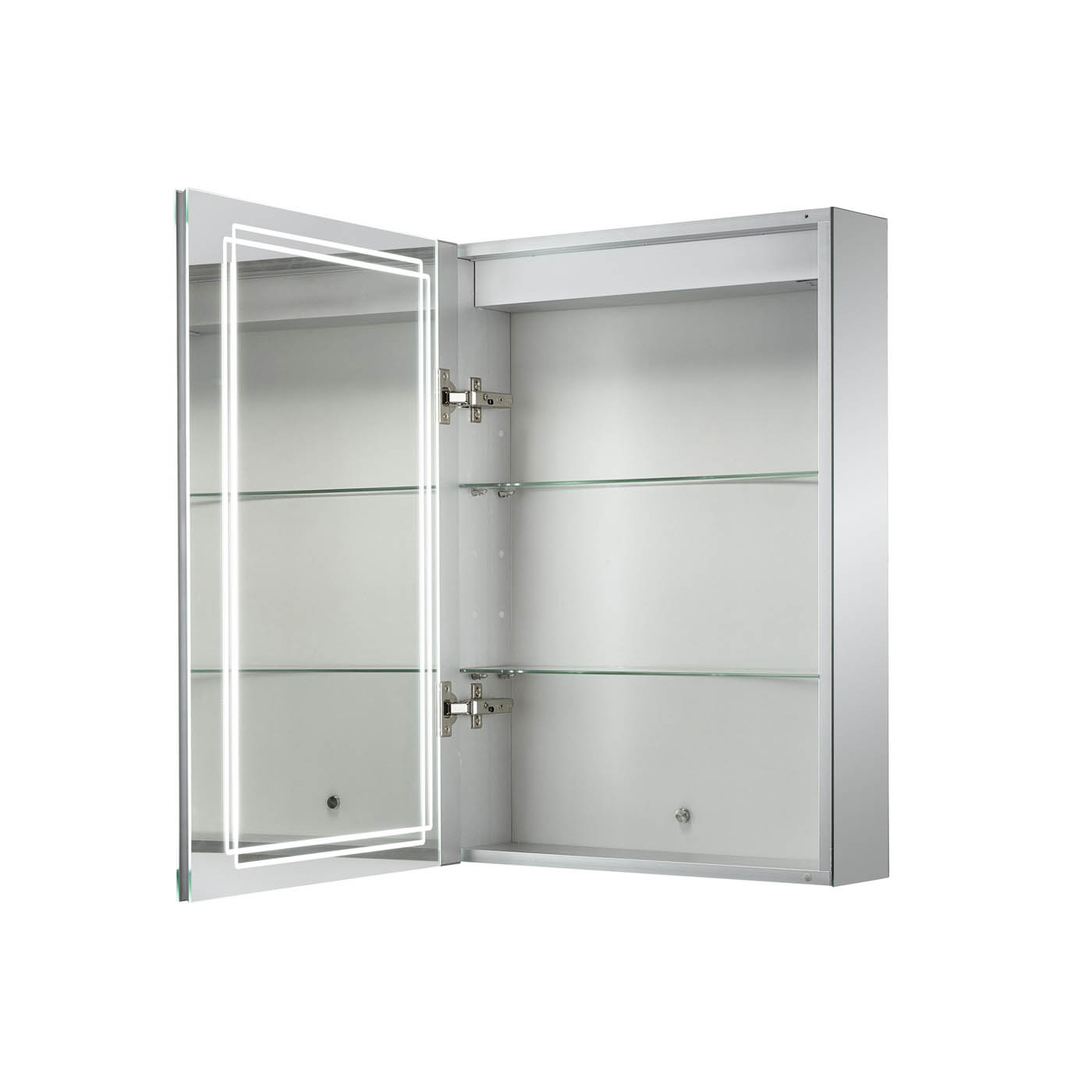 Bathroom Mirror Cabinet Illuminated LED Cool White Shaver Socket (H)700x(W)500mm - Image 2