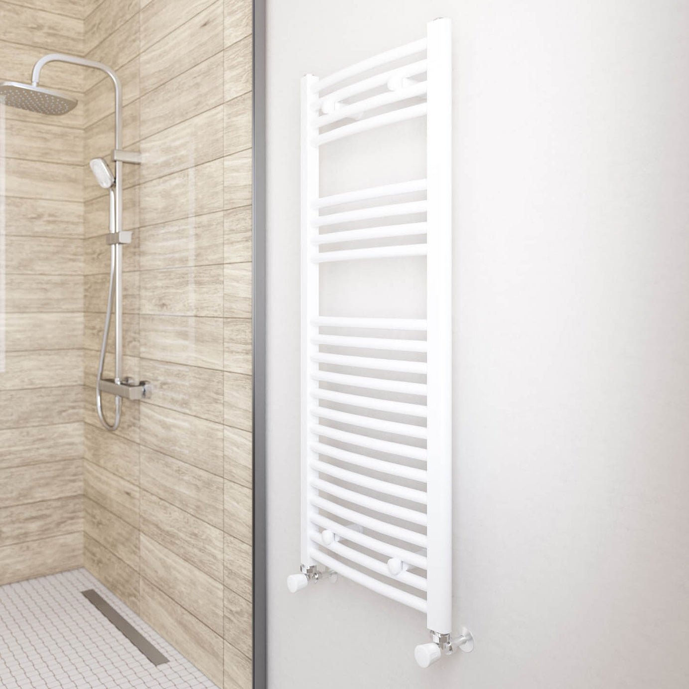 Flomasta Towel Rail Radiator White Curved Bathroom Warmer Ladder (H)110x(W)45cm - Image 2