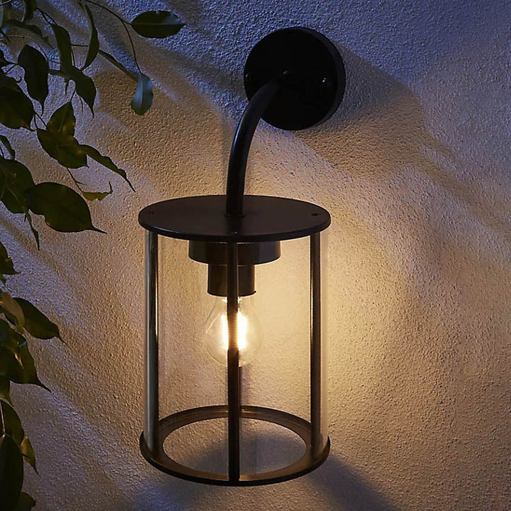 LED Outdoor Wall Light Matt Black Weatherproof Metal Lantern 42W (Dia)21cm - Image 2