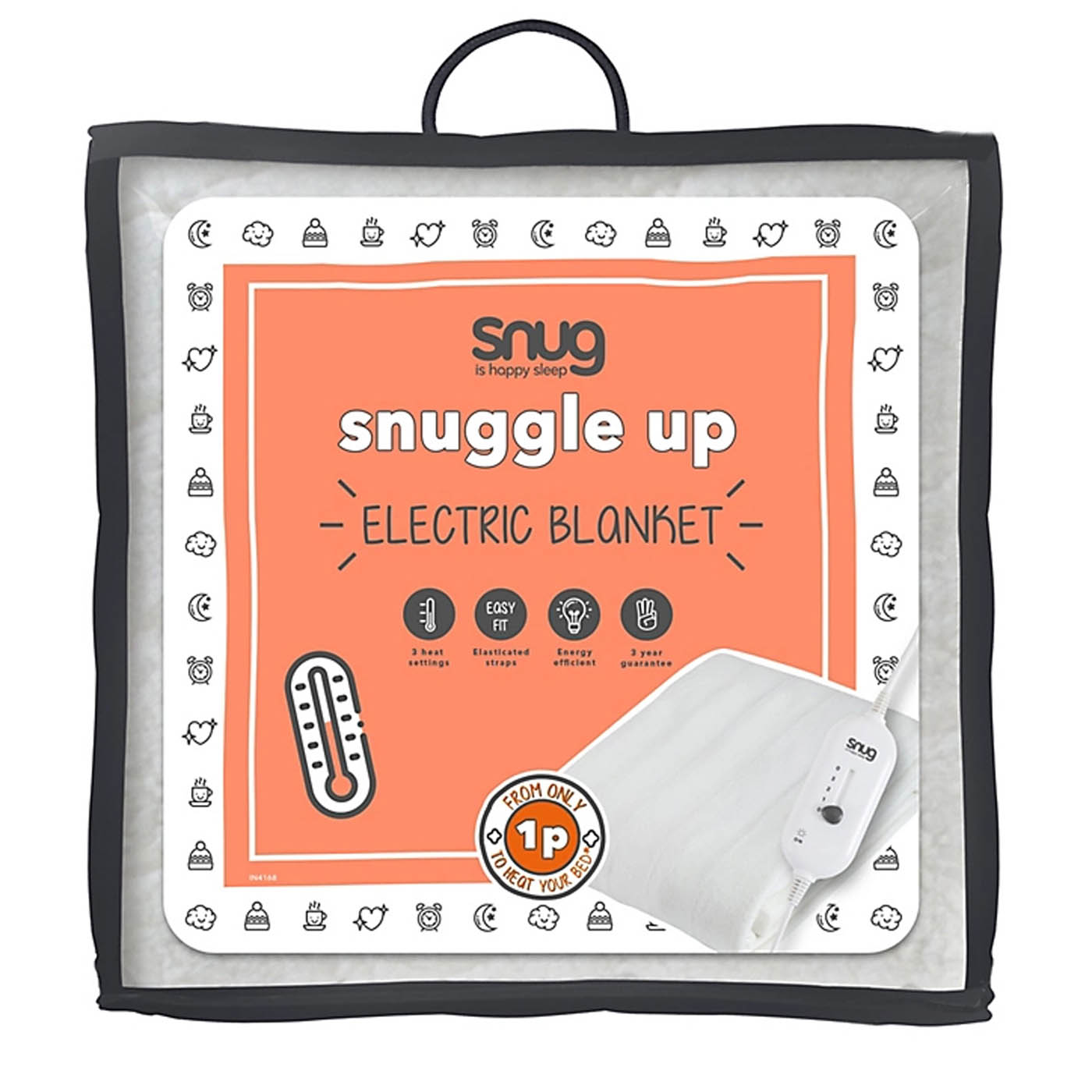 Electric Under Blanket King Size Heated White Soft 3 Heat Settings Washable - Image 1