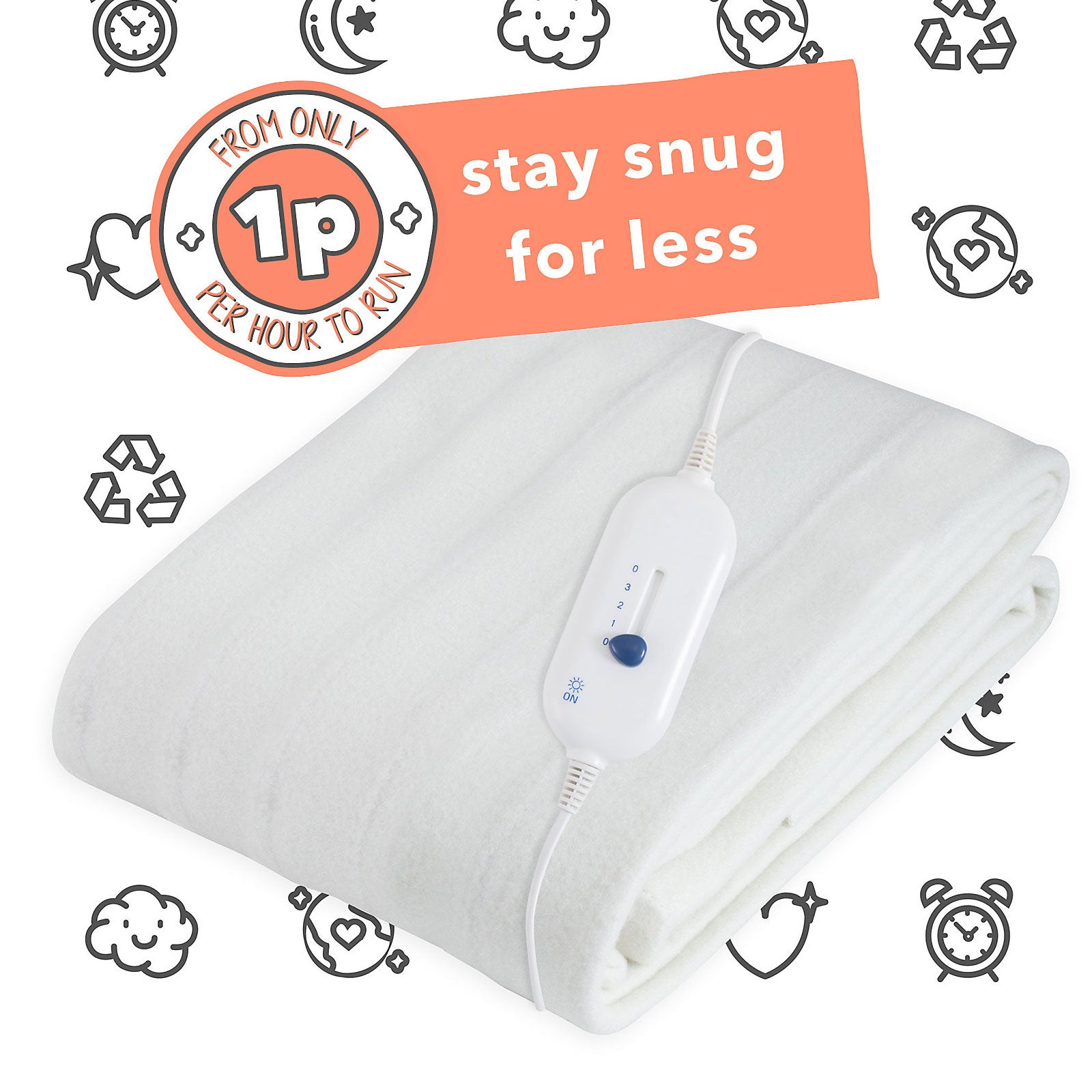Electric Under Blanket King Size Heated White Soft 3 Heat Settings Washable - Image 5