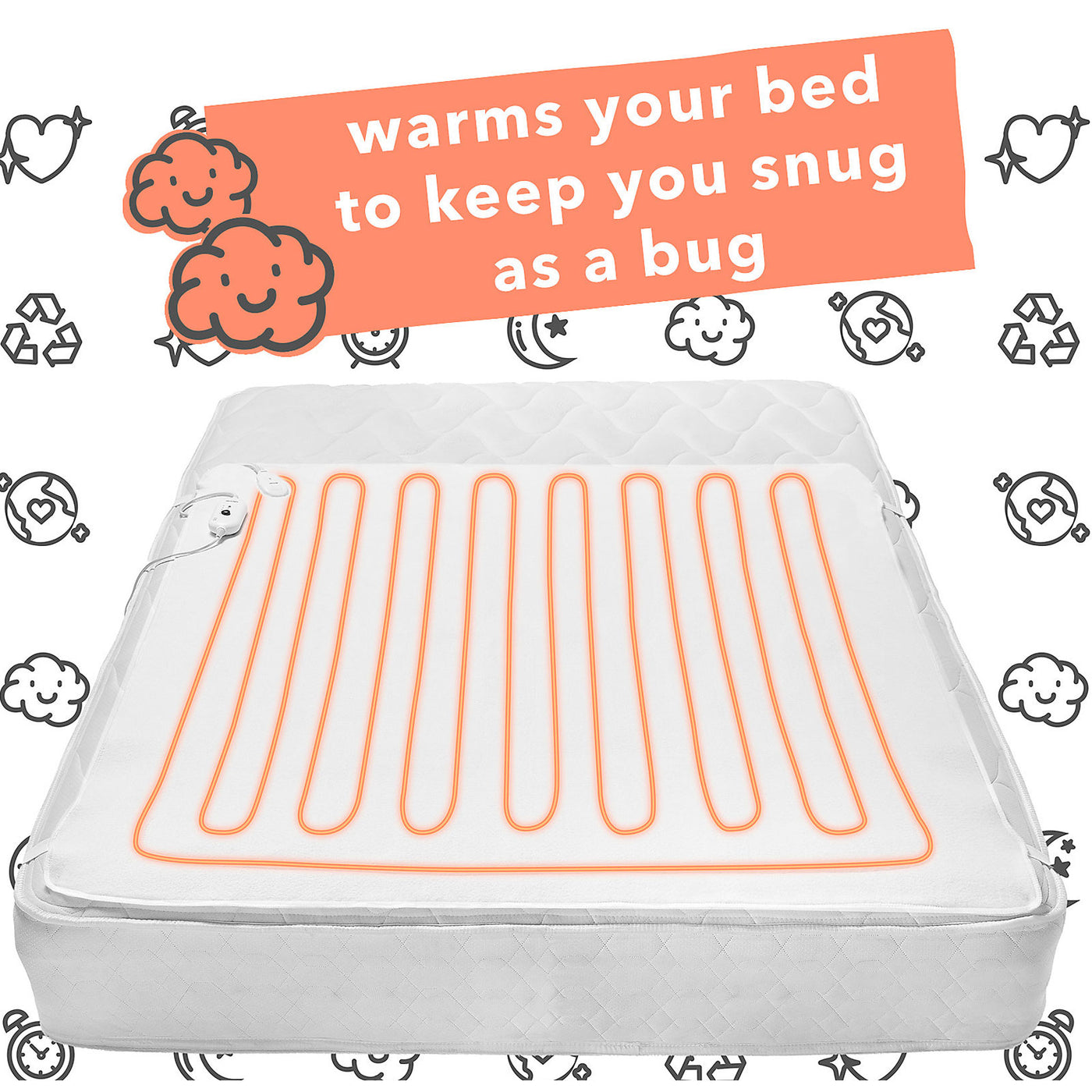 Electric Under Blanket King Size Heated White Soft 3 Heat Settings Washable - Image 2