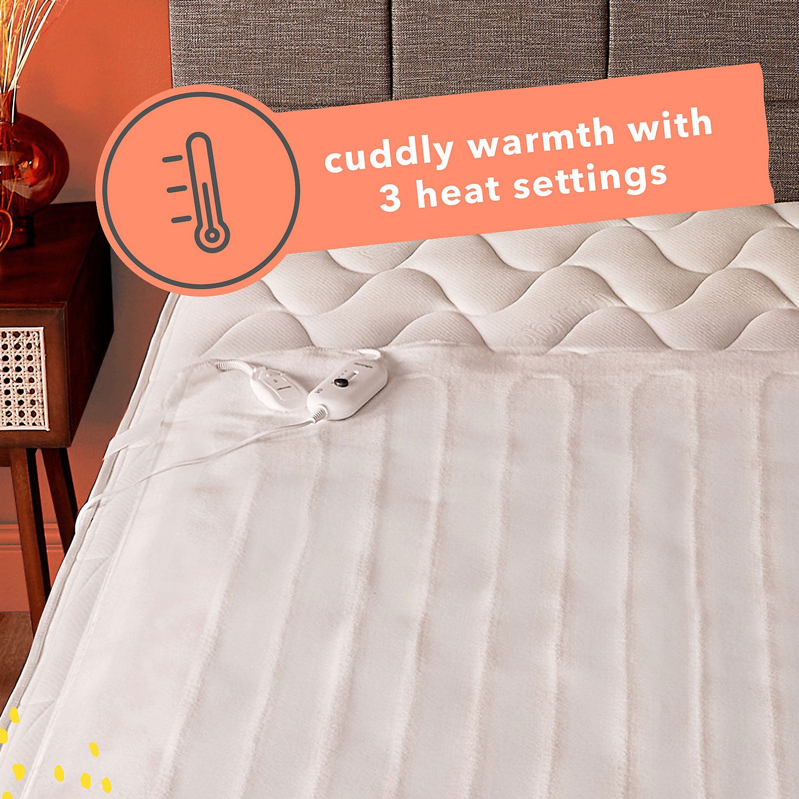Electric Under Blanket King Size Heated White Soft 3 Heat Settings Washable - Image 6