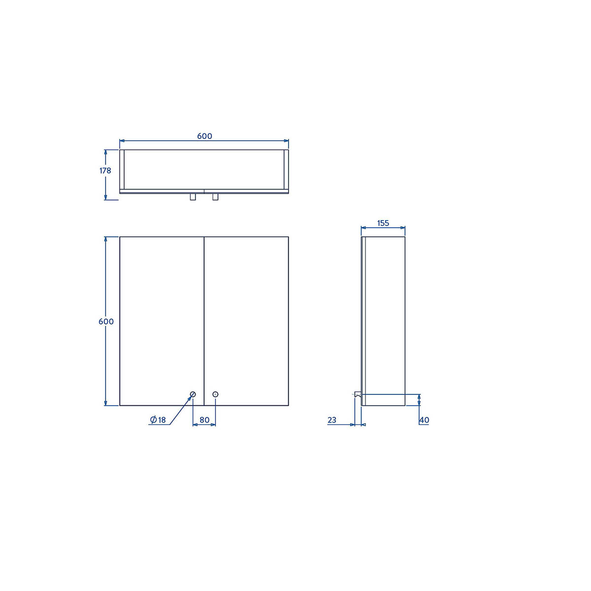 Mirrored Bathroom Cabinets Wall Mounted  Double Door Matt Brown 60x60x18 - Image 4
